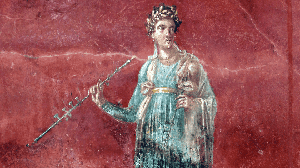Euterpe en un fresco antiguo de Pompeya